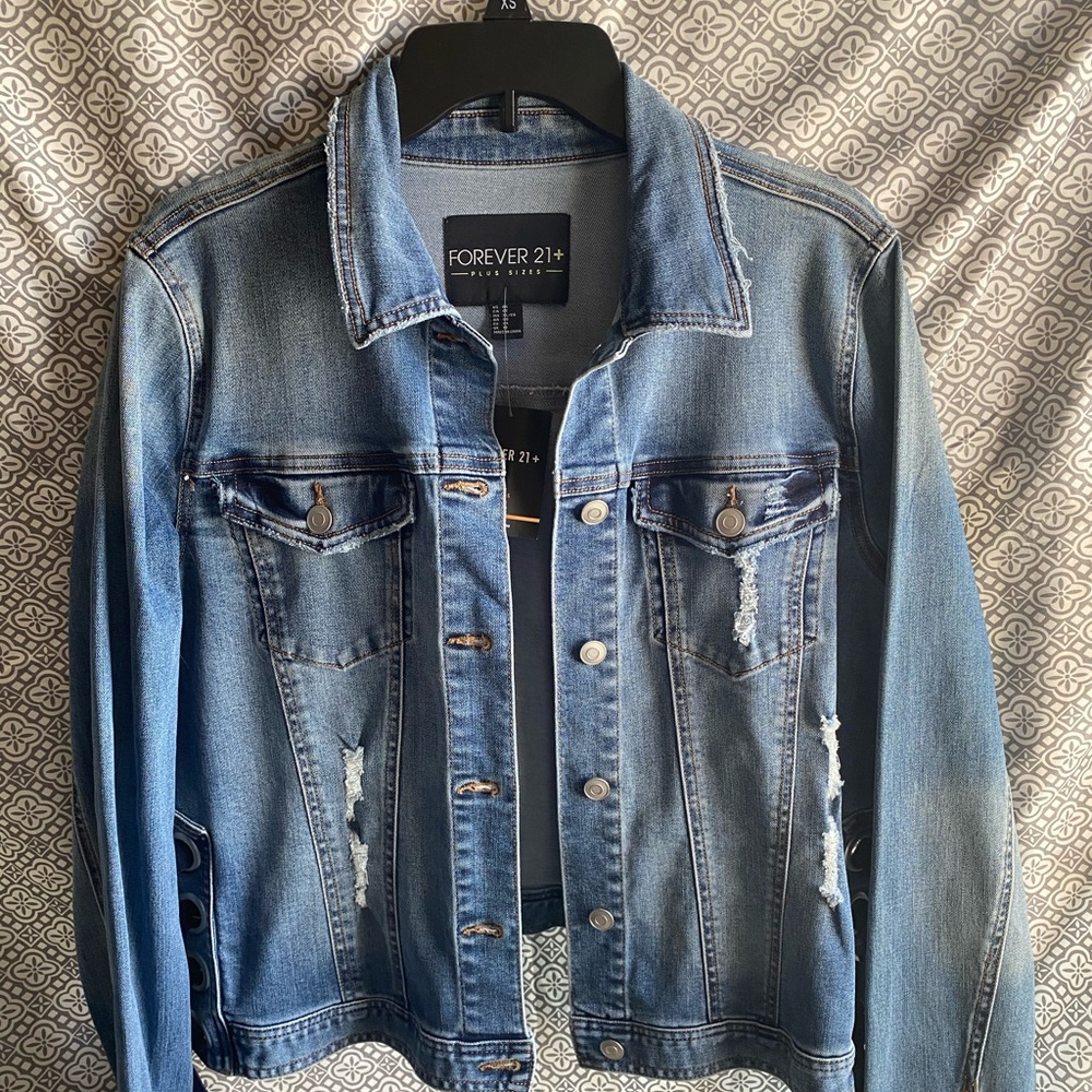NWT Forever 21 Distressed Denim Jacket